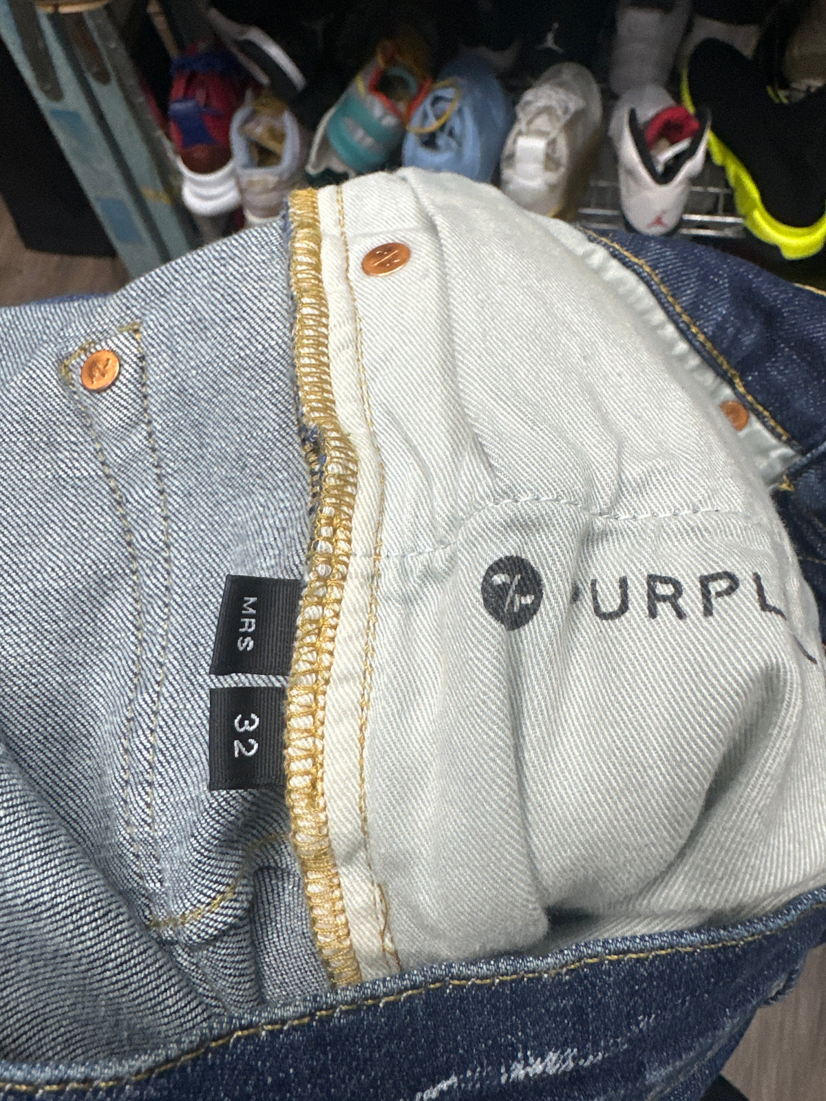 Purple Brand Blue Paint splattered Jeans