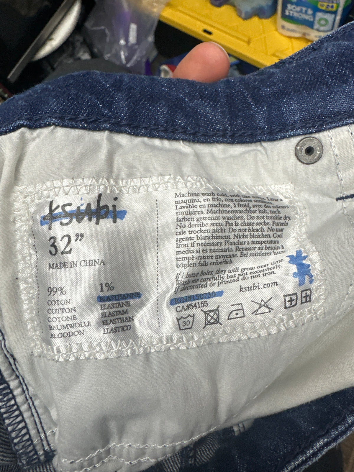 Ksubi Blue Distressed Paint Splattered Jeans