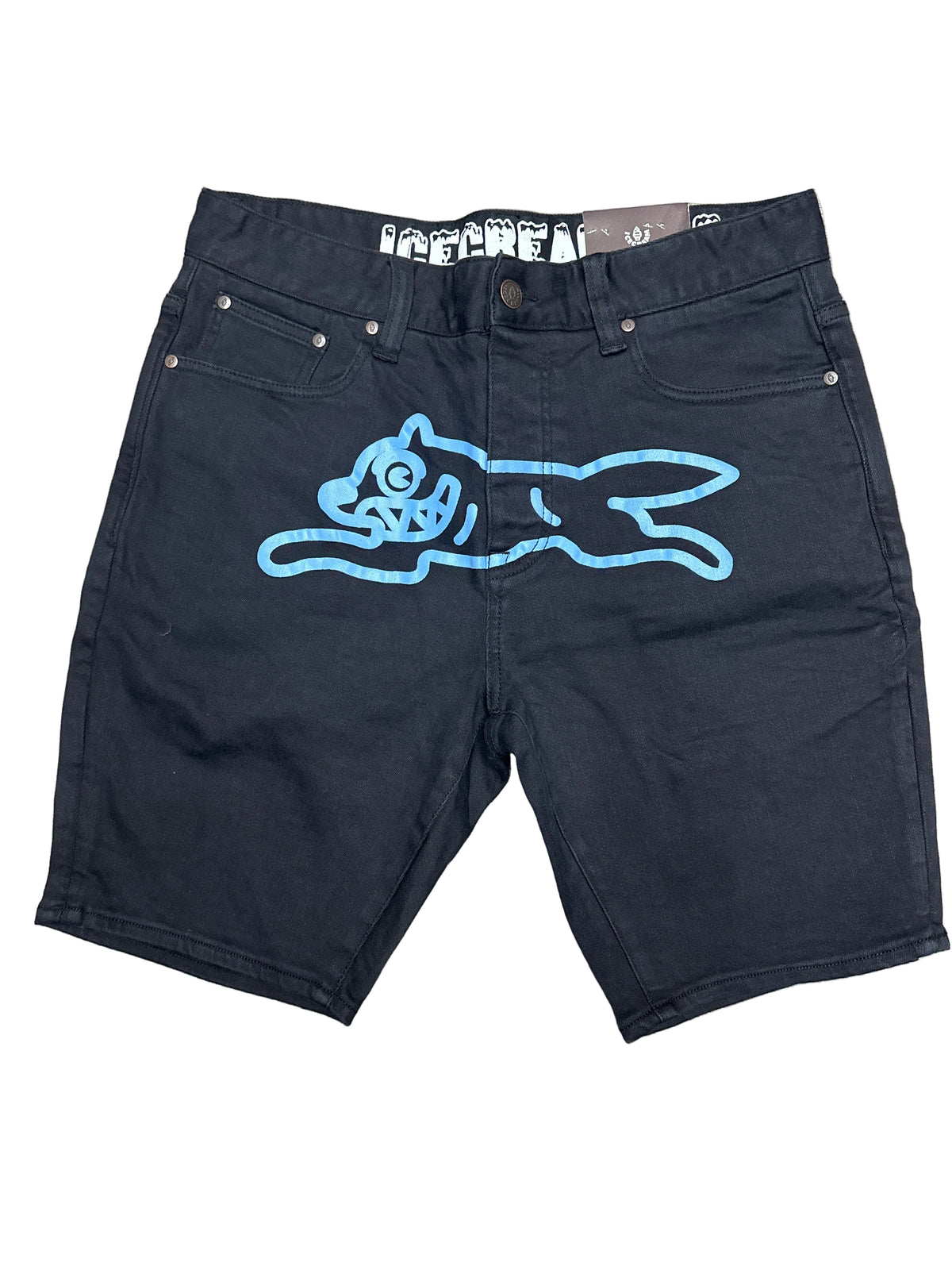 ICECREAM Jean Shorts Black/Blue Dog New