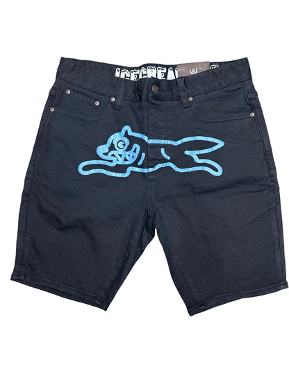 ICECREAM Jean Shorts Black/Blue Dog New
