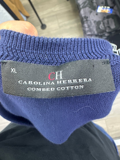 Carolina Herrera Navy Knit Sweater Preloved