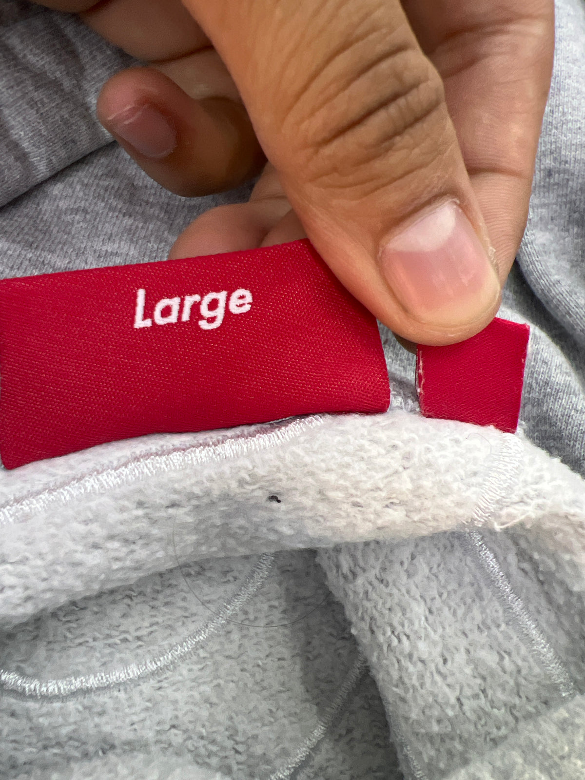 Supreme Hoodie Grey Satin Applique Preloved
