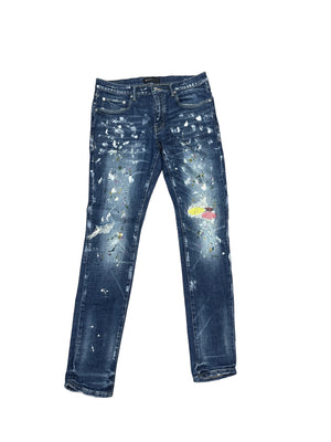Purple Brand Blue Paint splattered Jeans