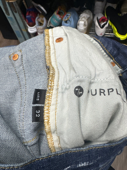 Purple Brand Blue Paint splattered Jeans