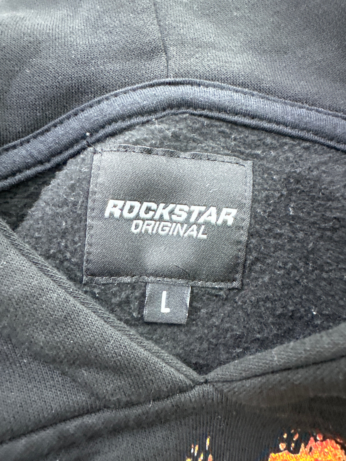 Rockstar Original Black Hoodie  Grim Reaper & Flame Preloved