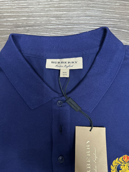Burberry Pique Blue Polo New