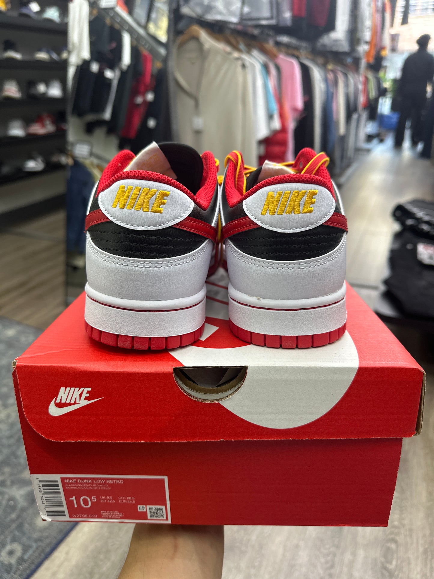 Nike Dunk Low Black White University Red New