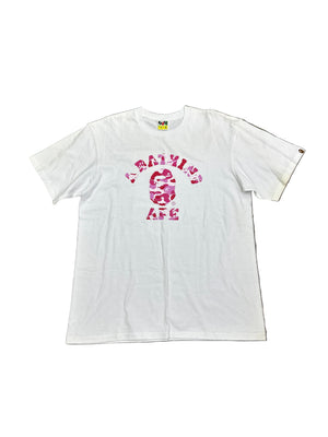 Bape ABC Pink Camo College White T-Shirt