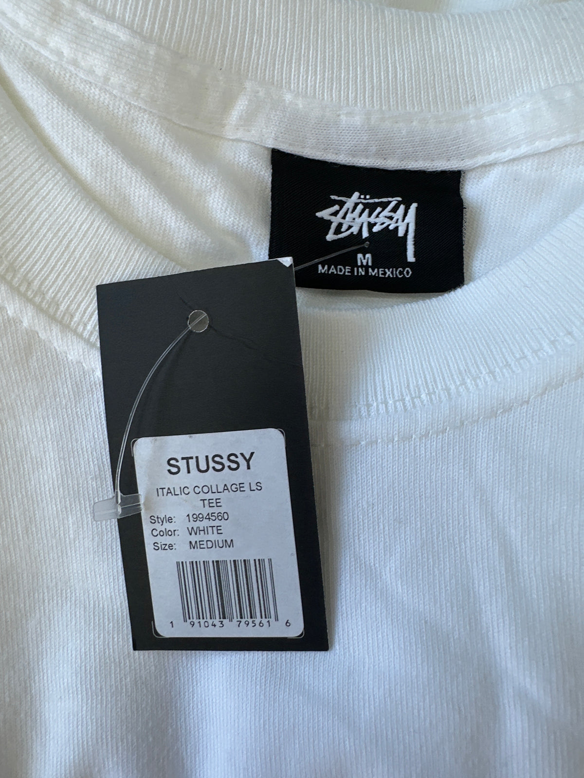 Stussy Italic Collage LS Tee White New