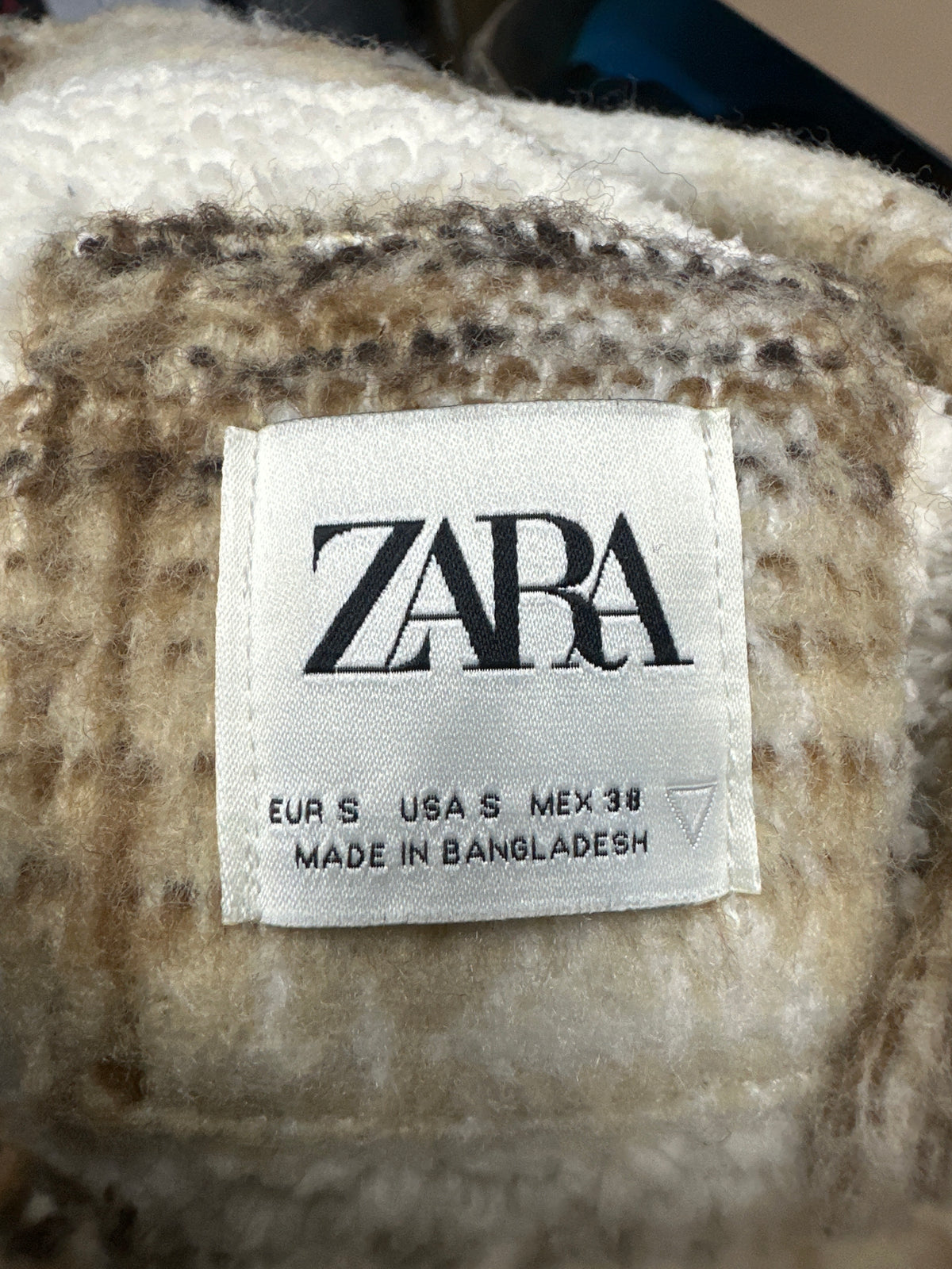 Zara Beige & Brown Plaid Textured Button up Preloved