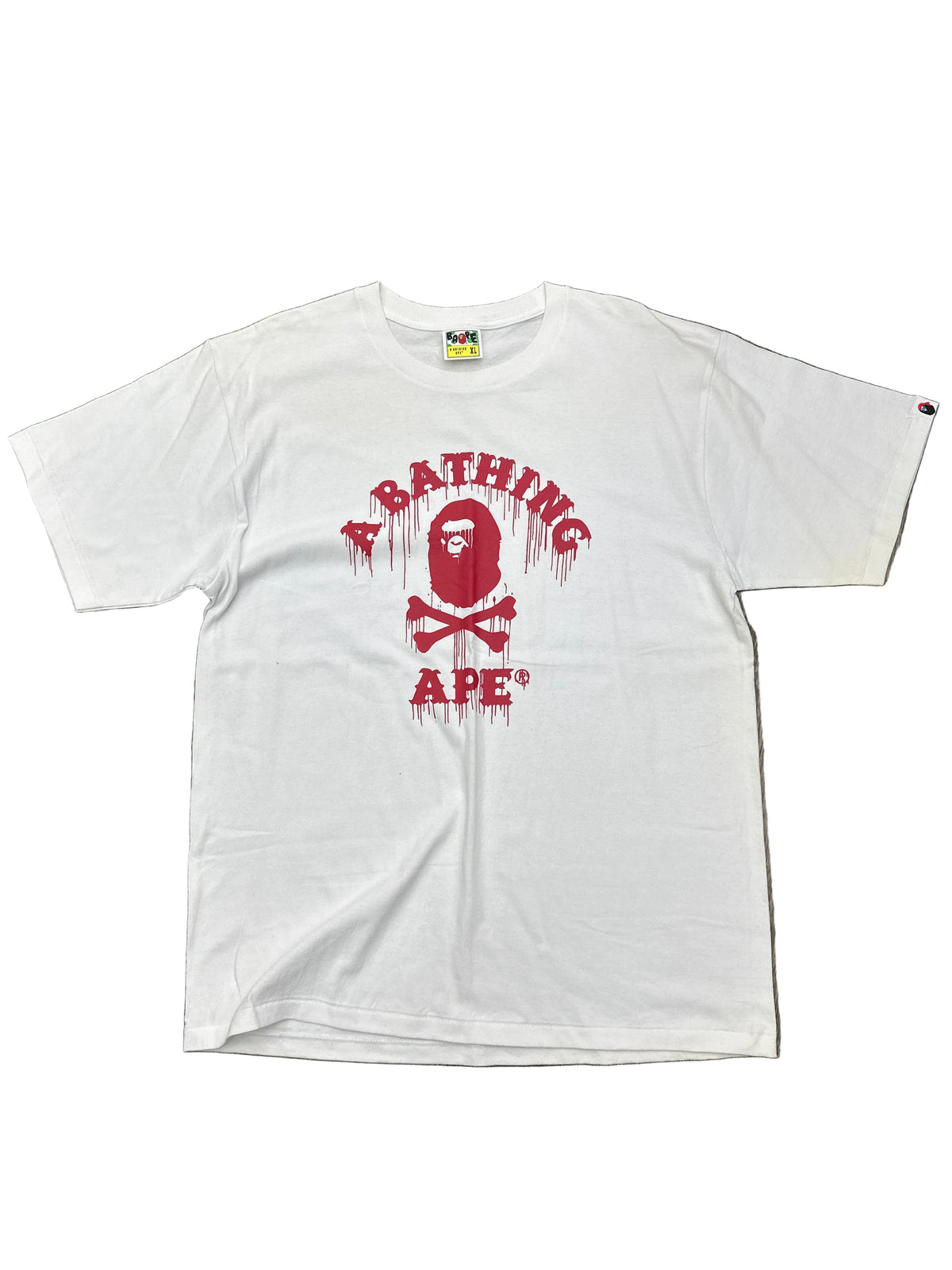 Bape Drip Ape Crossbone College Tee White/Red Preloved