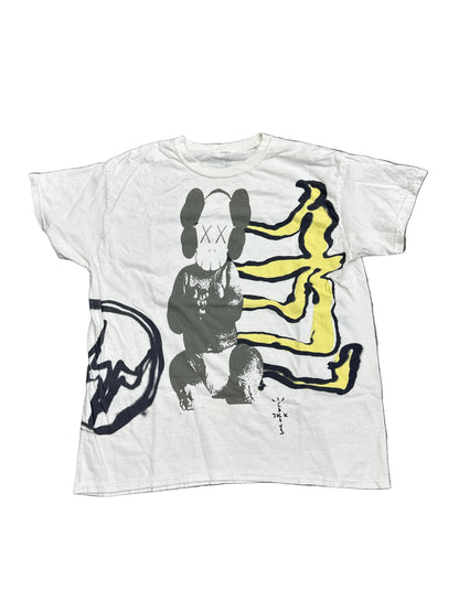 Travis Scott X Kaws White T-Shirt Preloved
