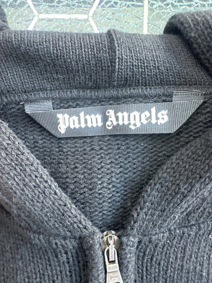 Palm Angels Knit Zip Up Hoodie Black Preloved