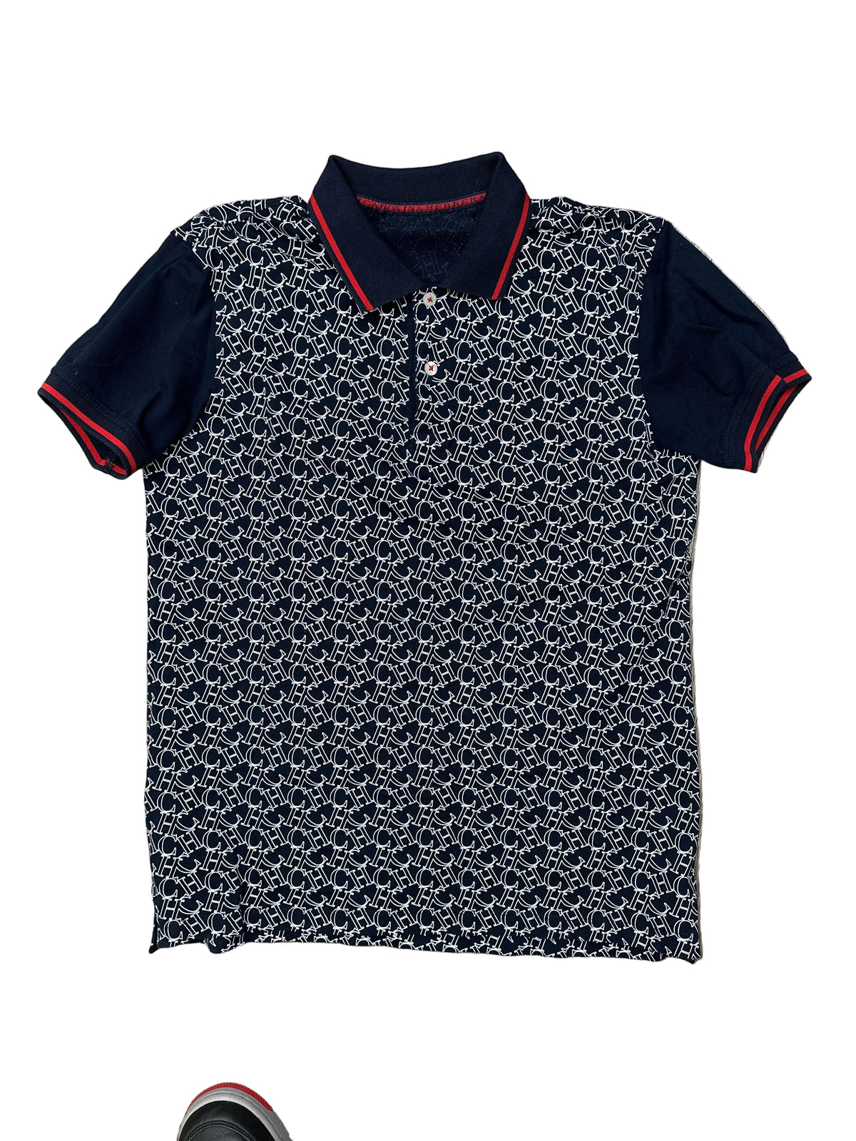 Carolina Herrera CH Monogram Polo Shirt Blue/W Preloved