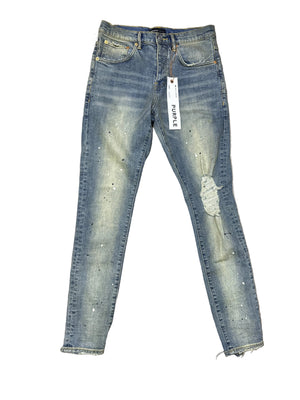 Purple Jeans Blue Knee Blowout Paint Splatter New