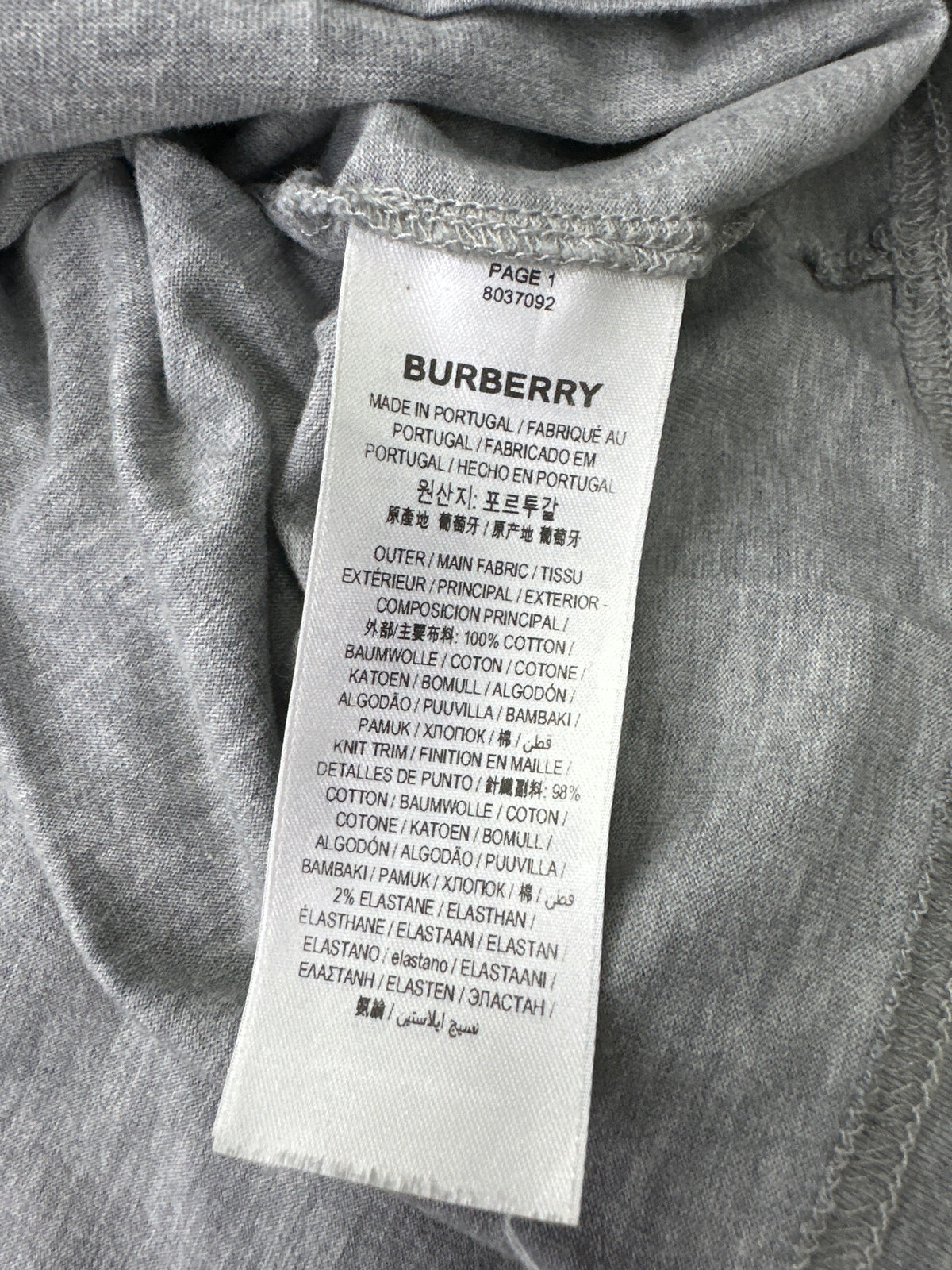 Burberry Tee Grey/Blue Logo Preloved