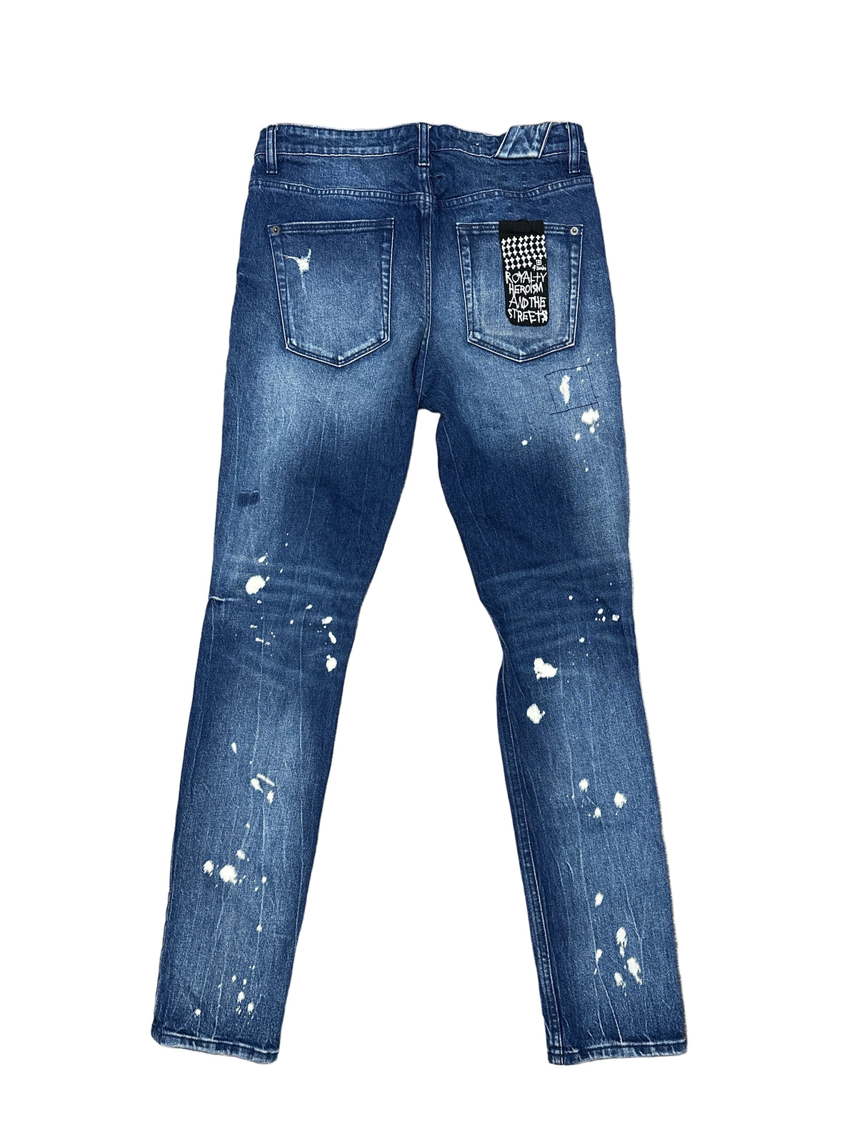 Ksubi Blue Distressed Paint Splattered Jeans