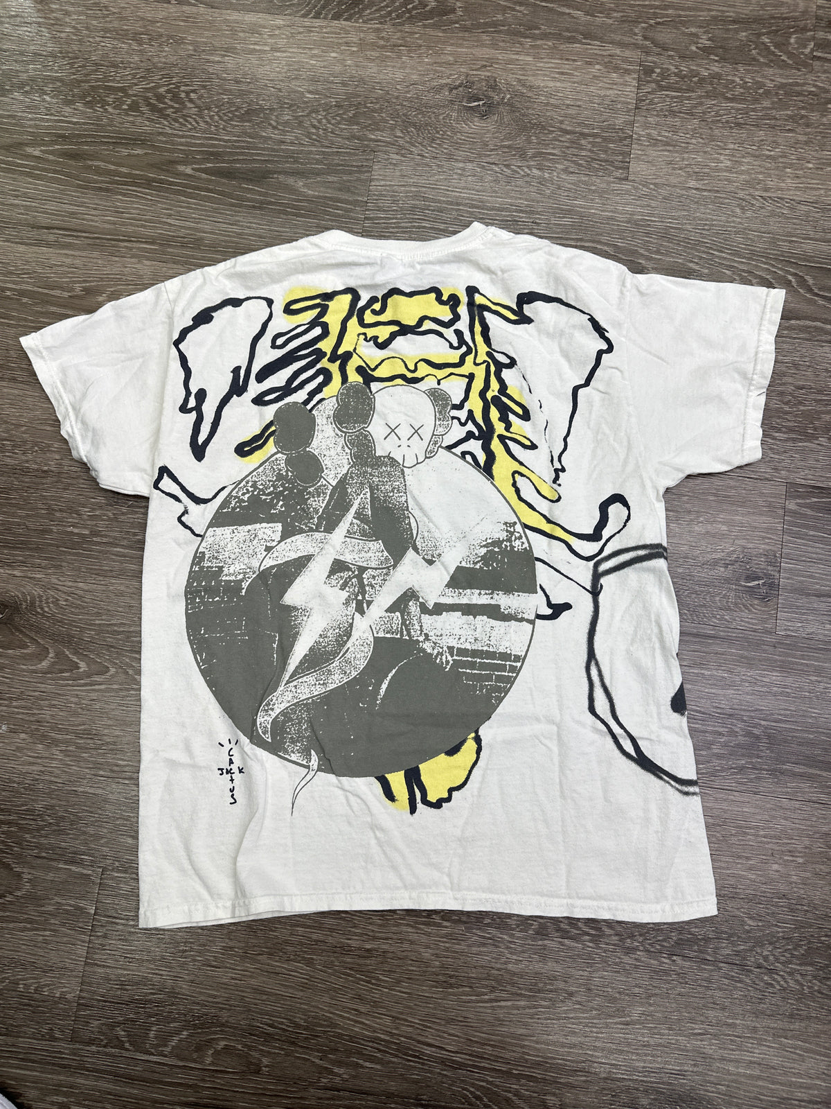 Travis Scott X Kaws White T-Shirt Preloved