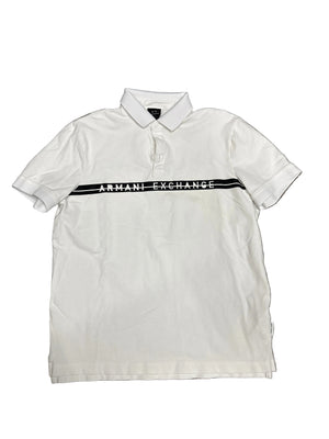 Armani Exchange White/Blk Logo Polo Preloved