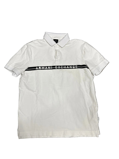 Armani Exchange White/Blk Logo Polo Preloved