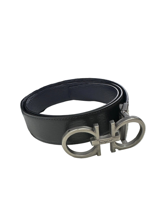 Ferragamo Leather Belt Black/Blue Preloved