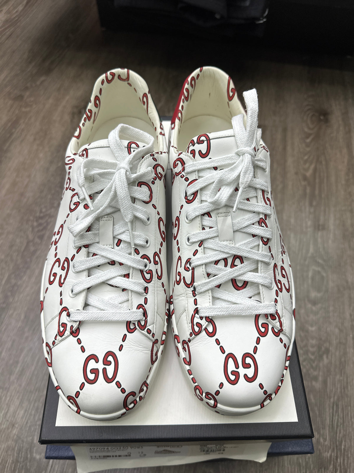Gucci Ace GG Print Ghost White/Red Preloved