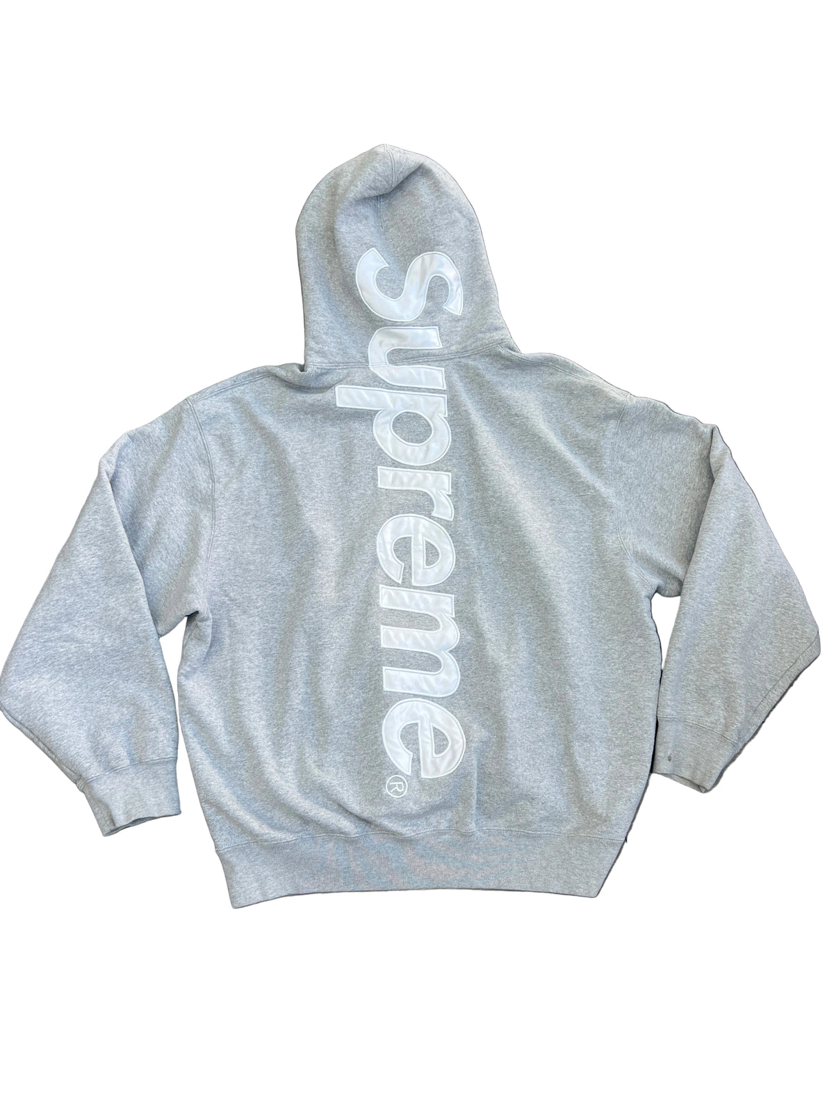 Supreme Hoodie Grey Satin Applique Preloved