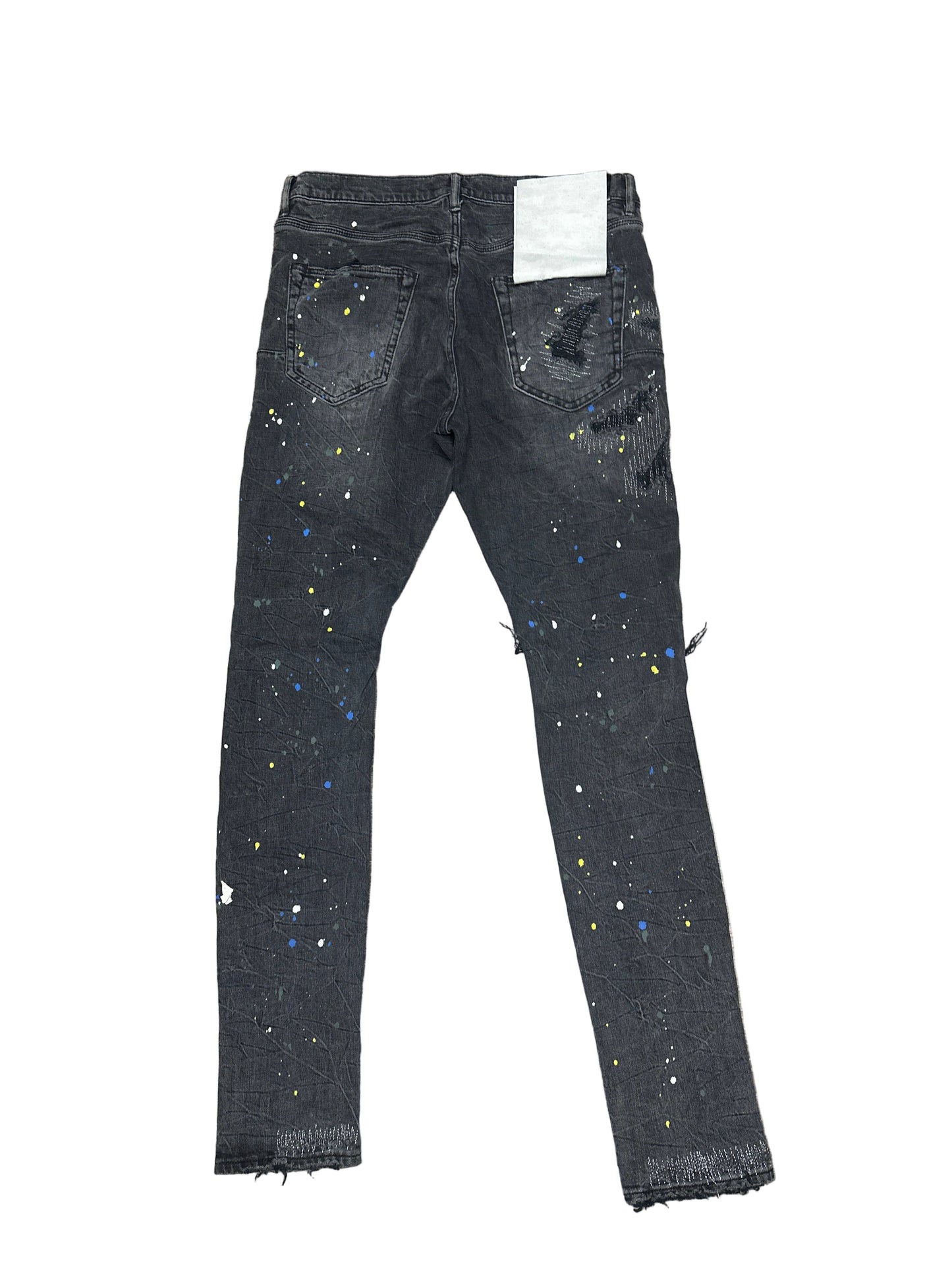 Purple Brand Black Distressed Jeans W/ Paint Spatter Preloved