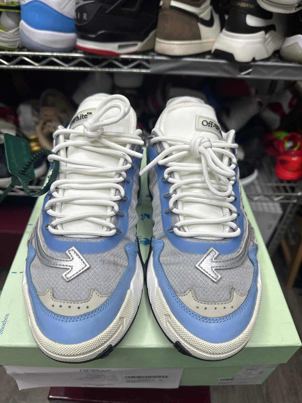 Off-White Odsy-2000 Silver Tone Sky Blue Preloved Size 10