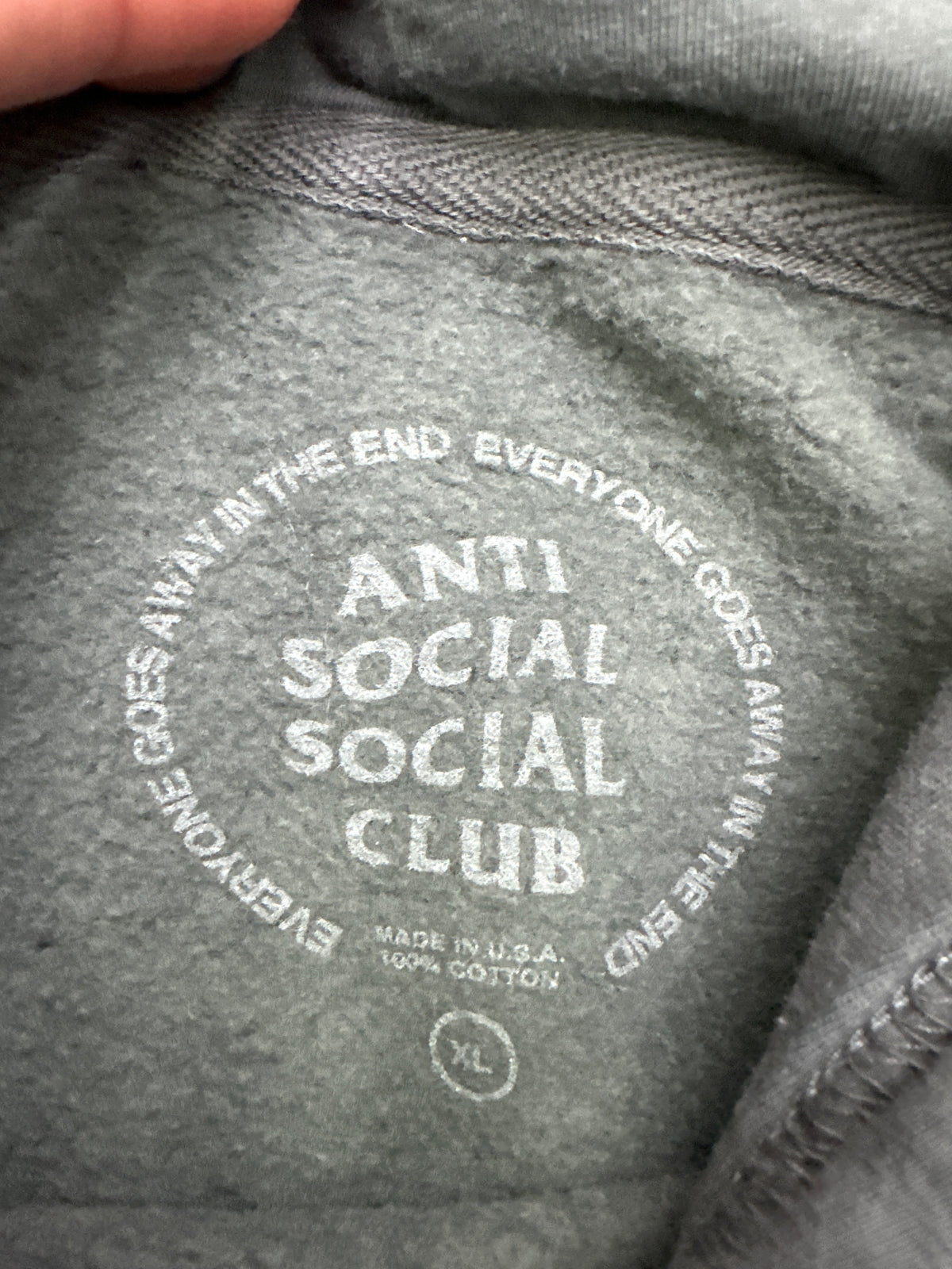 Anti Social Social Club Hoodie Grey Preloved