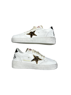 Golden Goose Ball Star White W/Leopard Pony Star Preloved