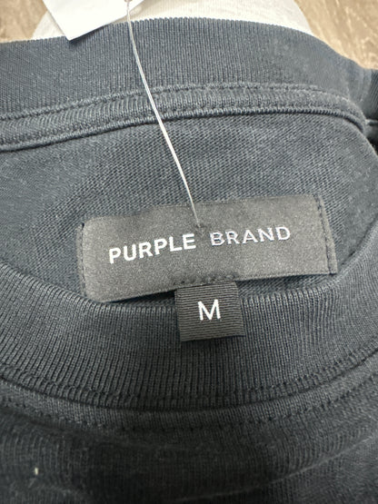 Purple Brand Black Rhinestone Tee New