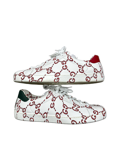 Gucci Ace GG Print Ghost White/Red Preloved