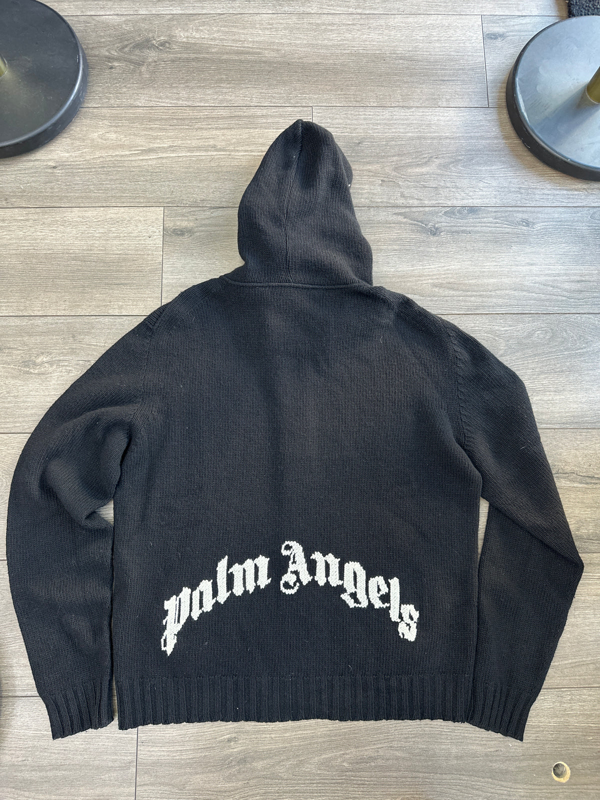 Palm Angels Knit Zip Up Hoodie Black Preloved