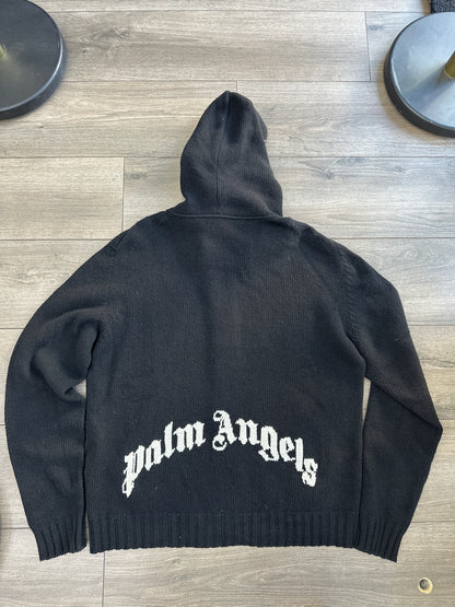 Palm Angels Knit Zip Up Hoodie Black Preloved