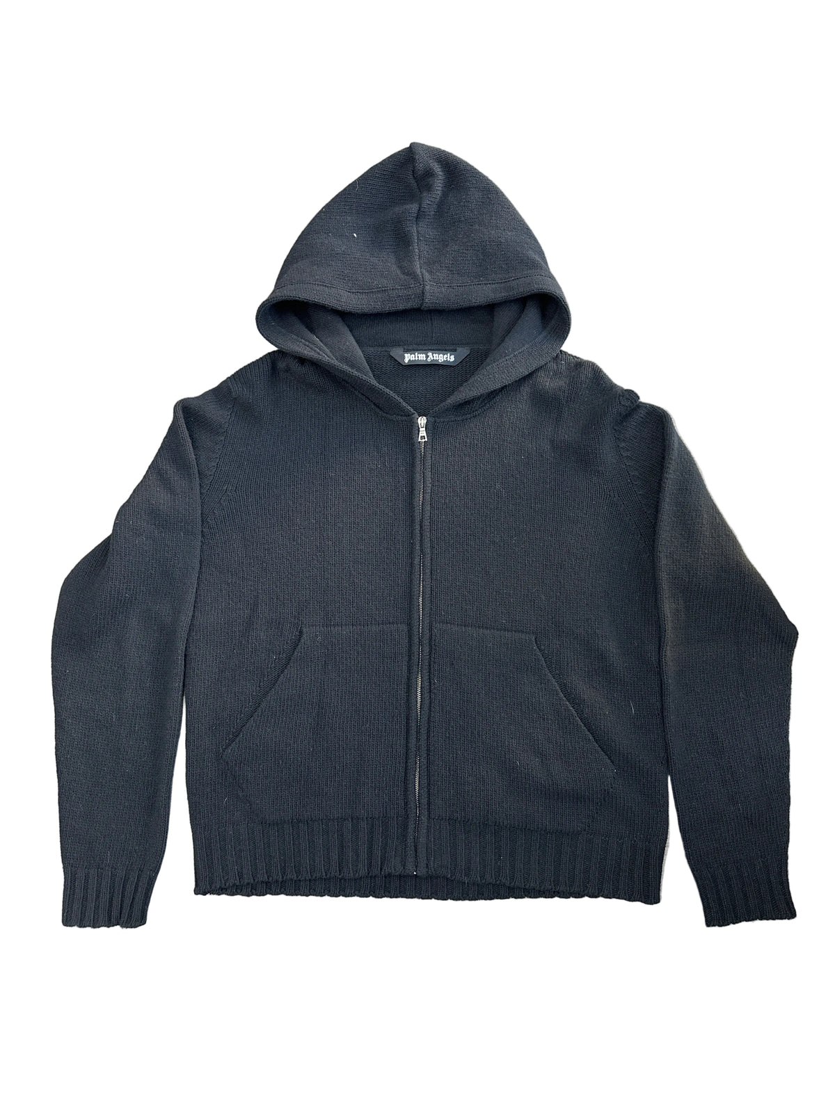 Palm Angels Knit Zip Up Hoodie Black Preloved
