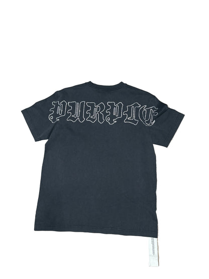 Purple Brand Black Rhinestone Tee New