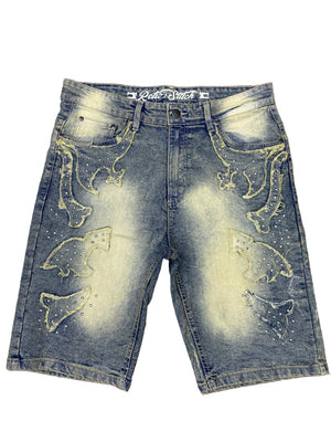 Retro Stitch Rhinestone Jean Shorts Preloved