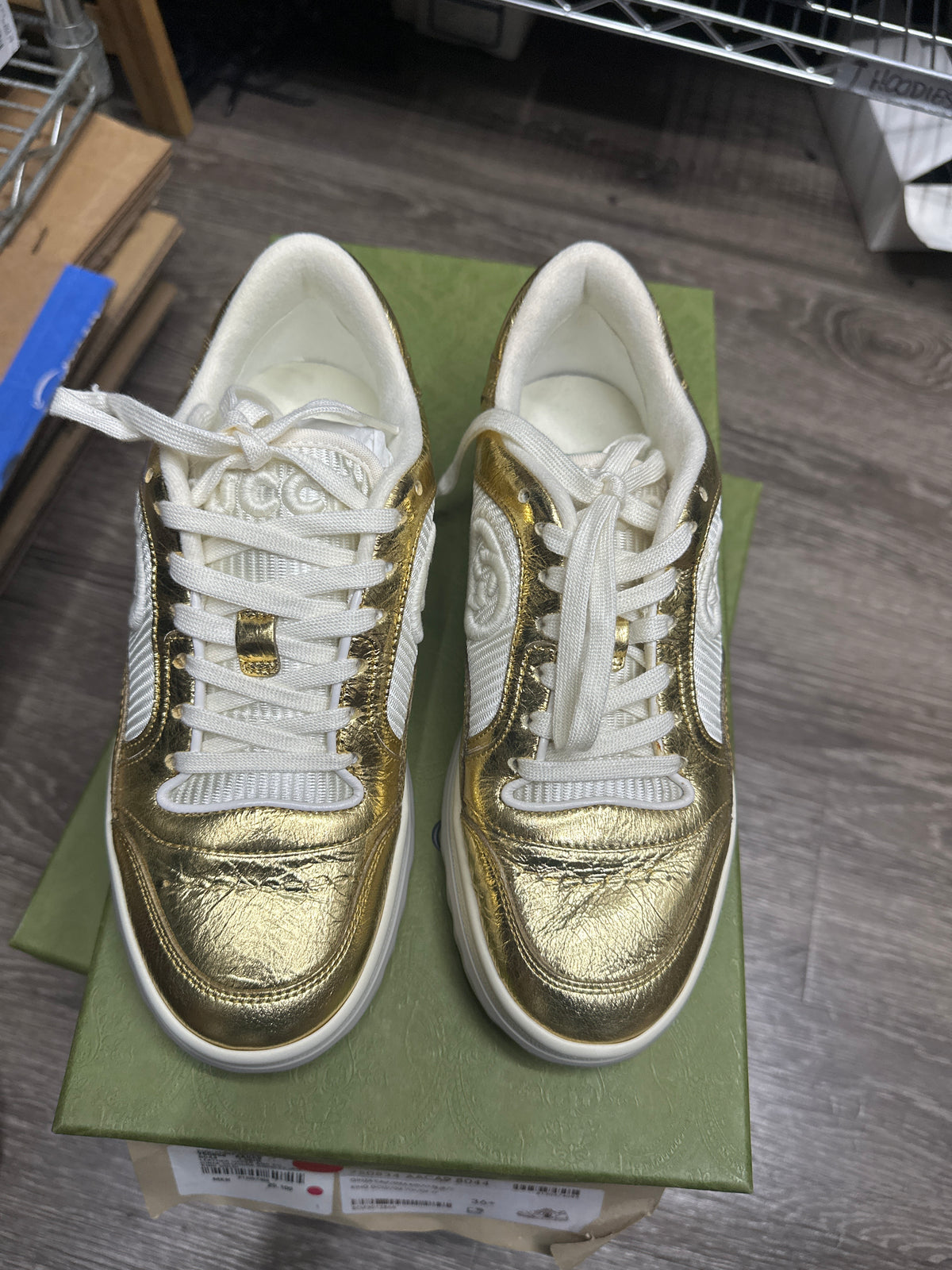 Gucci MAC80 Sneakers In Metallic Gold New Size 36.5