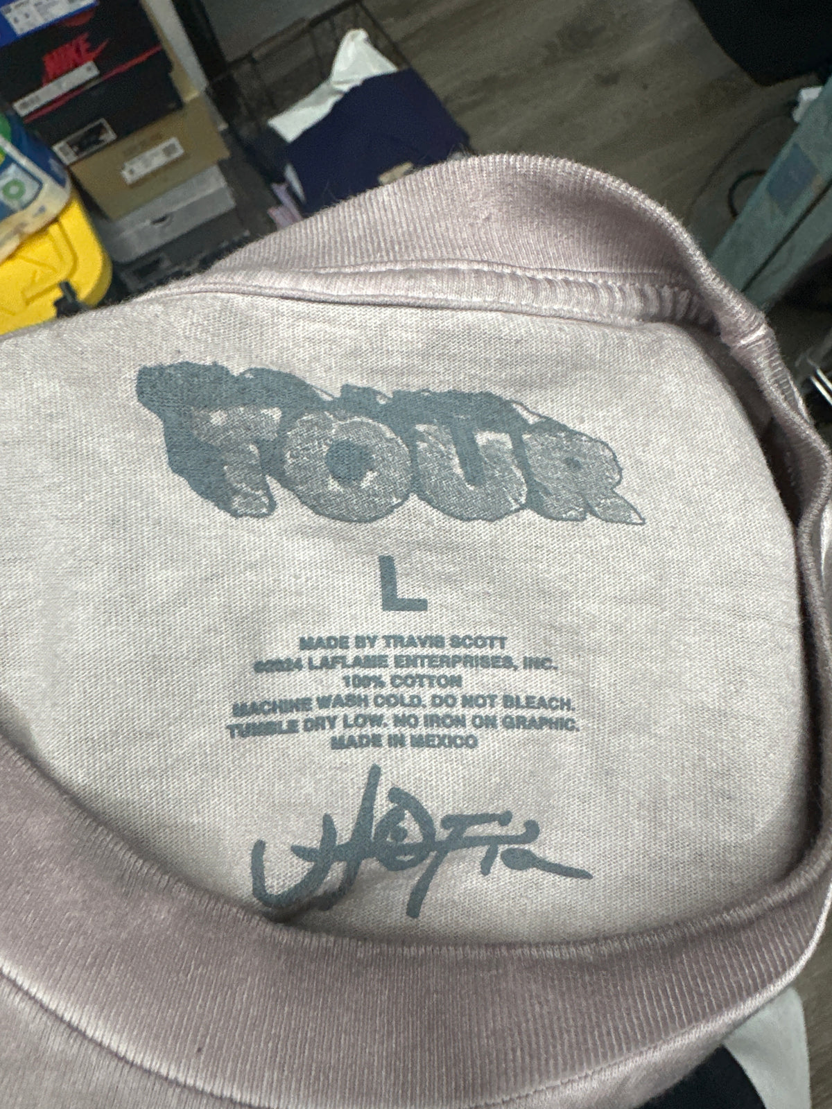 Travis Scott Utopia Tour along Sleeve Dirty Pink Tee