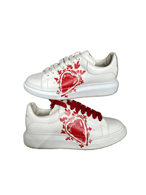 Alexander McQueen White W/Red Heart Preloved Size 43