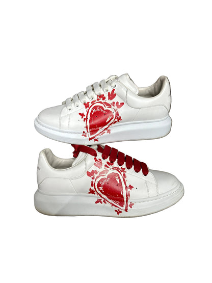 Alexander McQueen White W/Red Heart Preloved Size 43