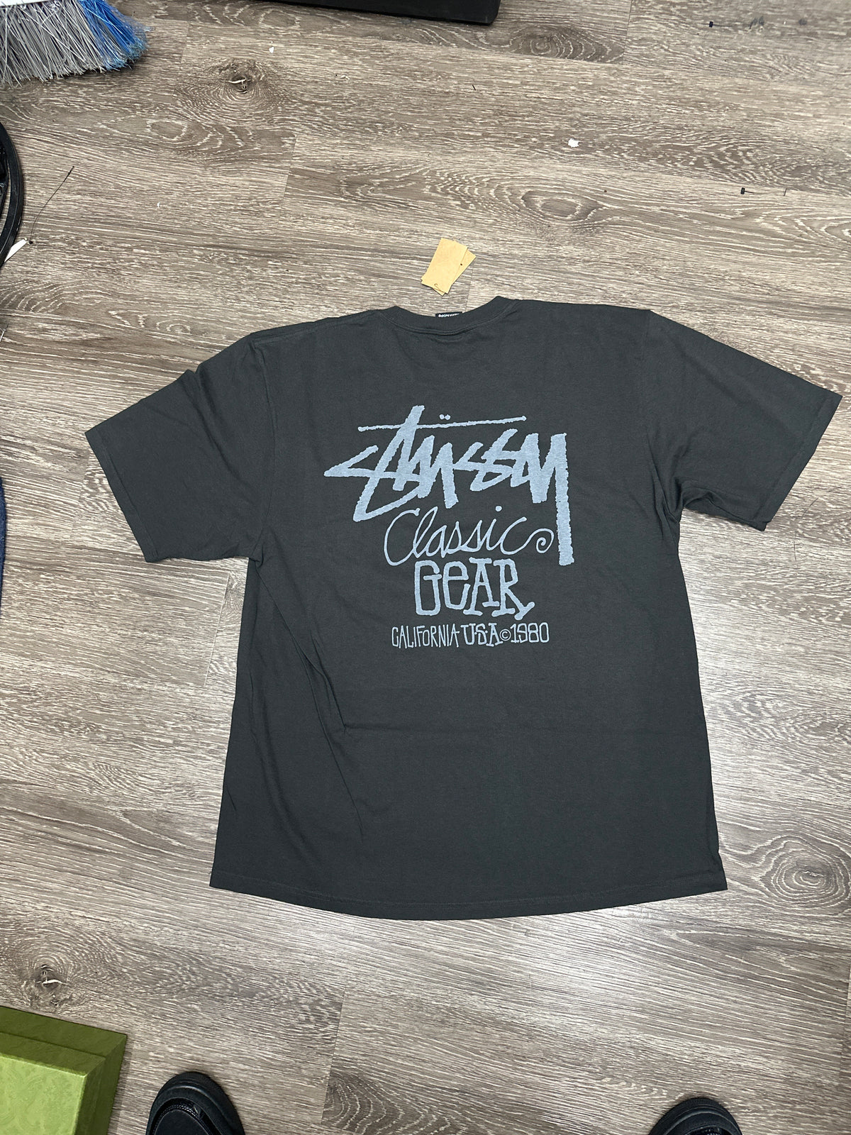 Stussy Classic Gear Black Faded Tee New