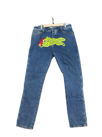 Icecream Neon Lime Logo Blue Wash Jeans Preloved