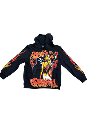Rockstar Original Black Hoodie  Grim Reaper & Flame Preloved