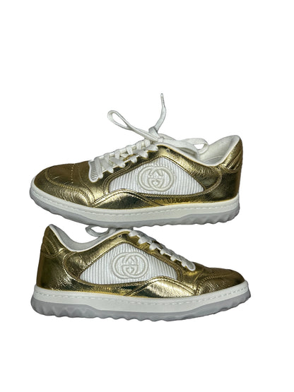 Gucci MAC80 Sneakers In Metallic Gold New Size 36.5