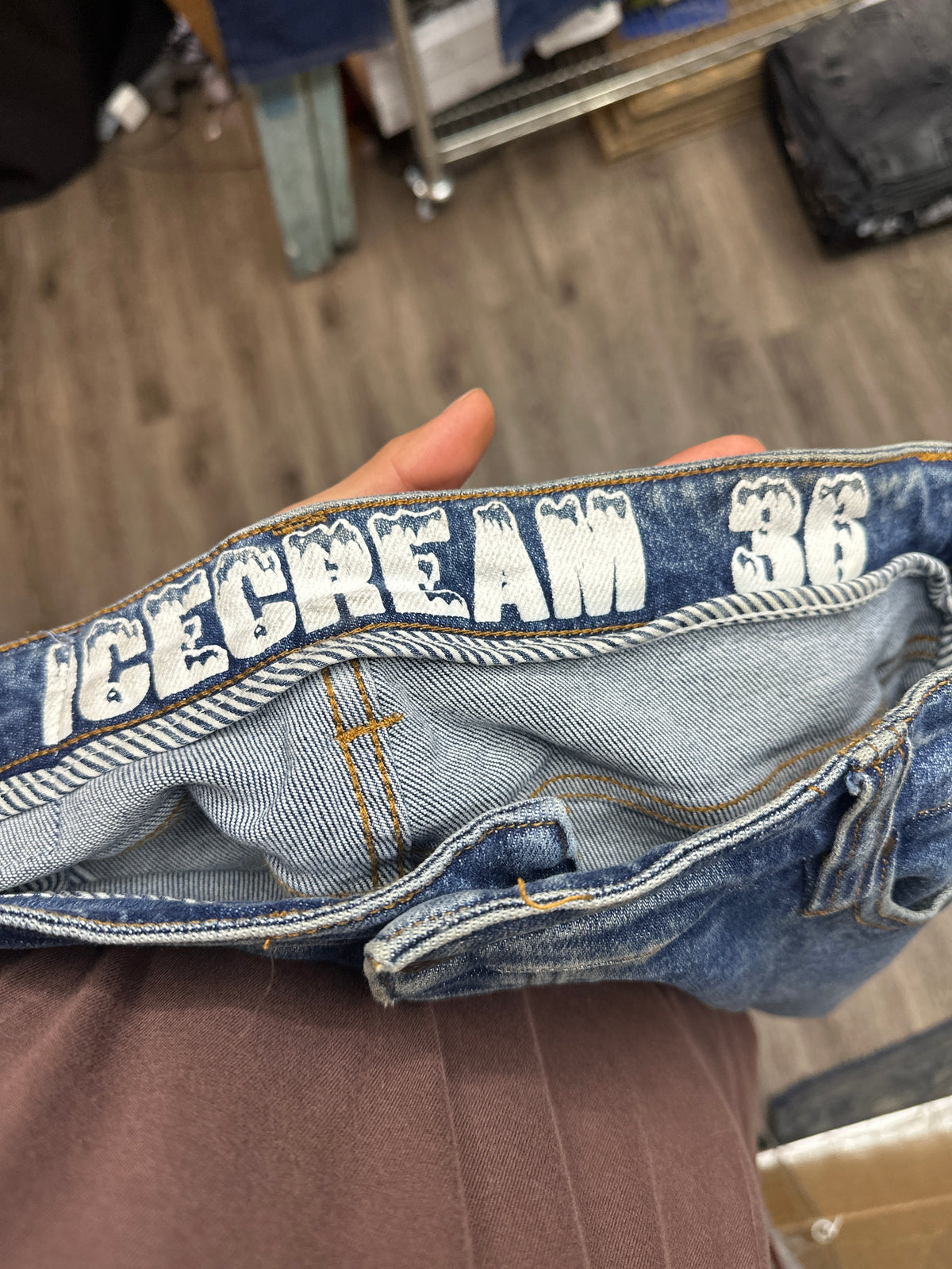 Icecream Neon Lime Logo Blue Wash Jeans Preloved