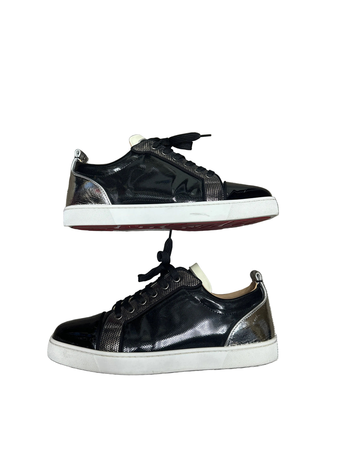 Christian Louboutin Louis Junior Orlato Flat Blk/White/Silver Size 43 Preloved