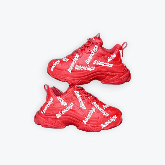 Balenciaga Triple S Red/White Print Preloved