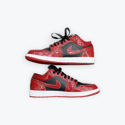 Jordan 1 Low Patent Varsity Red Black Pre Owned